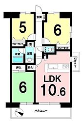 メイツ川口ウイングコート 3LDKの間取図画像