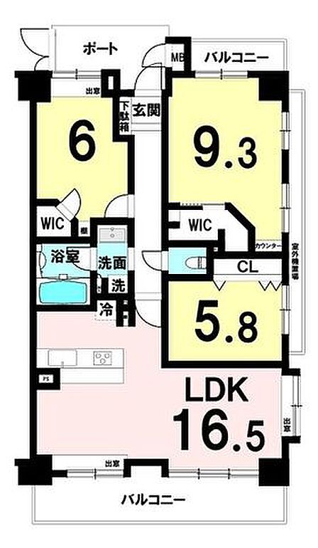 3LDK 間取り