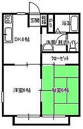 ウェル・ビーイングB 2DKの間取図画像
