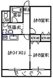 正気屋ハイツC棟 2LDKの間取図画像