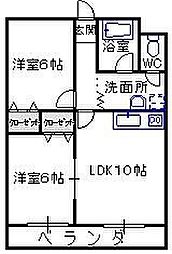 正気屋ハイツC棟 2LDKの間取図画像