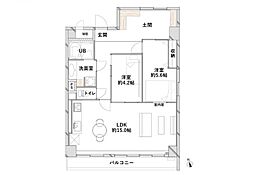 高輪グリーンハイツ 2LDKの間取図画像