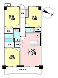 ダイアパレス五橋カルテット 3LDKの間取図画像