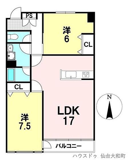 専有面積(内寸):69.66m2 バルコニー面積:4.56m2 ゆったりとしたリビングは開放的な窓からの景色を堪能できます+*