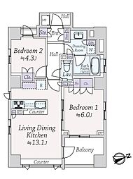 クラッシィハウス本郷コンフォルテ 2LDKの間取図画像