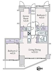 ライオンズガーデンヒルズ白山 2SLDKの間取図画像