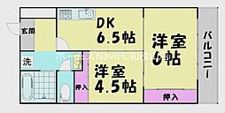西村グリーンハイツ 2DKの間取図画像