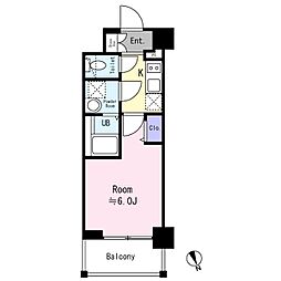 エスリード ザ・カレント大阪 1Kの間取図画像