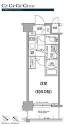 エスリード神戸兵庫駅アクアヴィラ 1Kの間取図画像