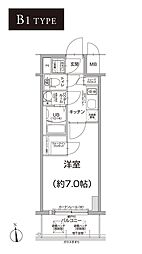 エスリード難波THEFIRST 1Kの間取図画像