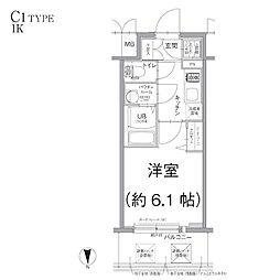 エスリード江坂アンムート 1Kの間取図画像
