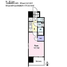 エスリード難波レジデンス 1Kの間取図画像