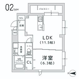 TRICERACourt 1LDKの間取図画像