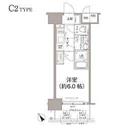 エスリード大阪デュアルゲート 1Kの間取図画像
