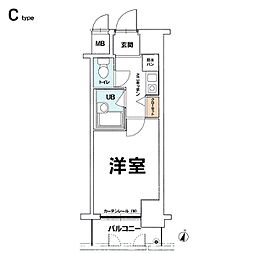 エスリード三宮第3 1Kの間取図画像