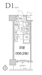 エスリード大阪京橋FLORAISON 1Kの間取図画像