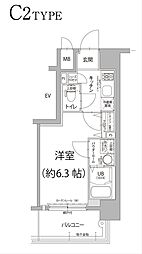 エスリード大阪ドームシティ 1Kの間取図画像