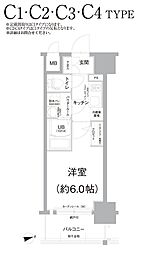 エスリード難波THEARK 1Kの間取図画像