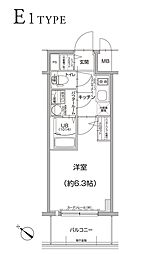エスリードザ・ランドマーク神戸 1Kの間取図画像