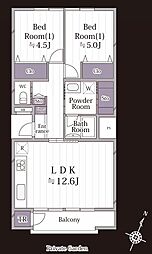牡鹿台ハイツ13 2LDKの間取図画像