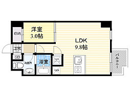 ドリームネオポリス桜ノ宮 1LDKの間取図画像