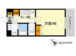 アドバンス大阪城エストレージャ 1Kの間取図画像
