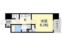 ジアコスモ京橋アクア 1Kの間取図画像