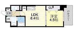 AMKRefinadoNakamiya 1LDKの間取図画像
