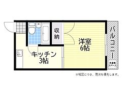 ビーナスハイツ森小路 ワンルームの間取図画像