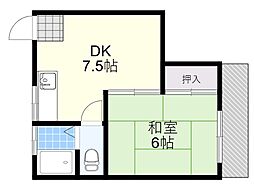 日精マンション 1DKの間取図画像