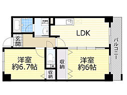 パームヒルズ 2LDKの間取図画像