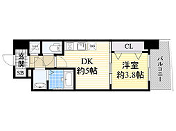 セレニテ京橋クレア 1DKの間取図画像