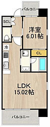 プレジオ今福鶴見 1LDKの間取図画像