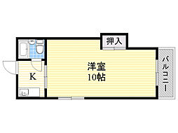 リリアン都島 1DKの間取図画像