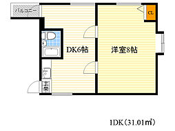 ファンシー都島 1DKの間取図画像