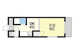 RIZE・ONE城東野江レジデンス 1DKの間取図画像