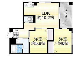 シェルマンド毛馬 2LDKの間取図画像