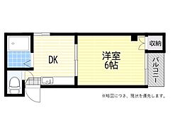 リバティー御幸 1Kの間取図画像