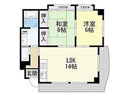 パークアベニュー 2DKの間取図画像