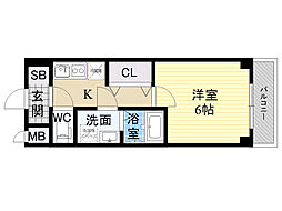 クレアート北大阪レヴァンテ 1Kの間取図画像