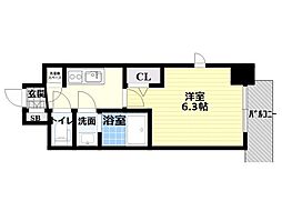 エスリード京橋グランツ 1Kの間取図画像