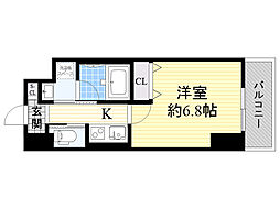プレジオ都島本通 1Kの間取図画像