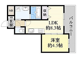 プレジオ都島 1LDKの間取図画像