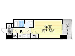 セレニテ京橋クレア 1Kの間取図画像