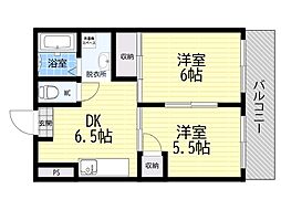 メゾン・グリーン森小路 2DKの間取図画像