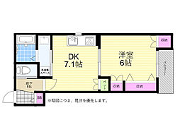 HEBEL MAISON 中野町 1DKの間取図画像