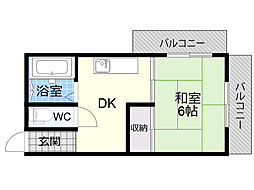 マンション都 1DKの間取図画像