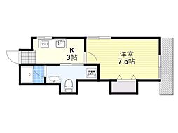 若葉マンション 1Kの間取図画像
