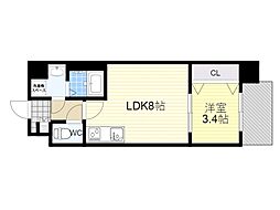 Mv.IMP大阪放出 1LDKの間取図画像