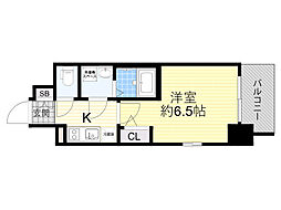エスリード大阪京橋FLORAISON 1Kの間取図画像